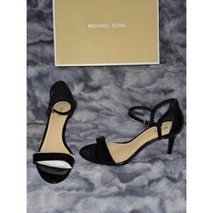 NWB Michael Kors Simone Patent Leather Mid Sandal Heel in Black  Size 9